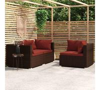 vidaXL Set de muebles de jardín 3 piezas – ratán sintético con cojines – negro y crema
