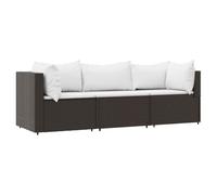 vidaXL Set muebles de jardín 3 piezas con cojines ratán sintético marrón