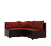 vidaXL Set de muebles de jardín 3 piezas con cojines ratán sintético marrón