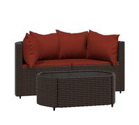 vidaXL Set muebles de jardín 3 piezas con cojines – Ratán sintético marrón