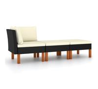 vidaXL Set muebles de jardín 3 pzas ratán sintético madera eucalipto