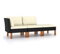 vidaXL Set muebles de jardín 3 pzas ratán sintético madera eucalipto