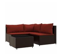 vidaXL Set de muebles de jardín 4 piezas con cojines, ratán sintético marrón