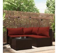 vidaXL Set muebles de jardín 4 piezas y cojines ratán sintético marrón