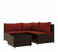 vidaXL Set muebles de jardín 4 piezas y cojines ratán sintético marrón