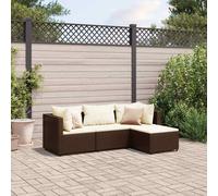 vidaXL Set muebles de jardín 4 piezas y cojines ratán sintético marrón