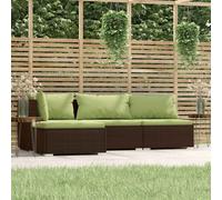 vidaXL Set muebles de jardín 4 piezas y cojines ratán sintético marrón