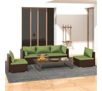 vidaXL Set muebles de jardín 5 piezas y cojines ratán sintético marrón