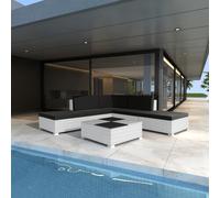 vidaXL Set muebles de jardín 6 piezas y cojines ratán sintético blanco
