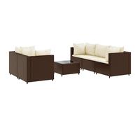 vidaXL Set muebles de jardín 6 piezas y cojines ratán sintético marrón