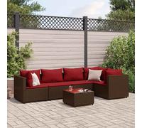 vidaXL Set muebles de jardín 6 piezas y cojines ratán sintético marrón
