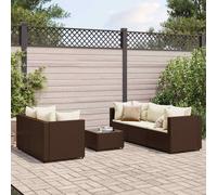 vidaXL Set muebles de jardín 6 piezas y cojines ratán sintético marrón