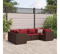 vidaXL Set muebles de jardín 6 piezas y cojines ratán sintético marrón