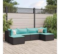 vidaXL Set muebles de jardín 6 piezas y cojines ratán sintético negro