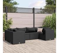 vidaXL Set muebles de jardín 6 piezas y cojines ratán sintético negro