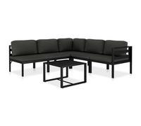 vidaXL Set muebles de jardín 6 pzas y cojines aluminio gris antracita