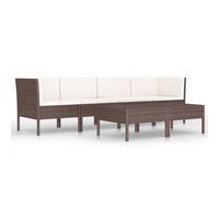 vidaXL Set muebles de jardín 6 pzas y cojines ratán sintético marrón