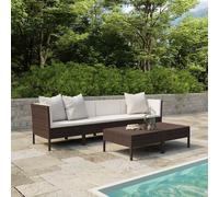 vidaXL Set muebles de jardín 6 pzas y cojines ratán sintético marrón