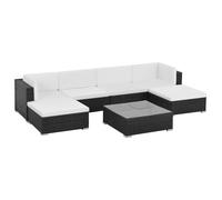 vidaXL Set muebles de jardín 7 piezas y cojines ratán sintético negro