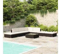 vidaXL Set muebles de jardín 8 piezas y cojines ratán sintético negro