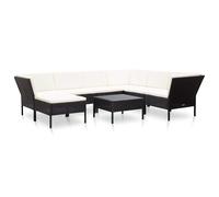 vidaXL Set muebles de jardín 8 piezas y cojines ratán sintético negro