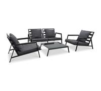 vidaXL Set muebles de jardín con cojines 4 pzas aluminio gris oscuro