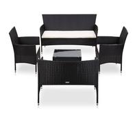vidaXL Set muebles de jardín y cojines 5 piezas ratán sintético negro