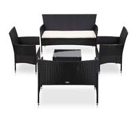 vidaXL Set muebles de jardín y cojines 5 piezas ratán sintético negro