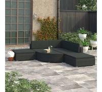 Set muebles de jardín y cojines 6 piezas ratán sintético negro