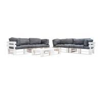 vidaXL Set muebles de palets de jardín 6 piezas cojines grises madera