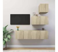 vidaXL Set de muebles de salón 4 piezas madera ingeniería 60x30x30 cm, Mueble de Salon, Mueble TV, Mueble TV salon, Mesa de TV, Mueble tele