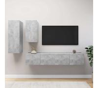 vidaXL Set muebles de salón TV 4 pzas madera ingeniería gris hormigón