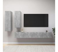 vidaXL Set muebles de salón TV 4 pzas madera ingeniería gris hormigón