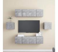 vidaXL Set muebles de salón TV 6 pzas madera ingeniería gris hormigón