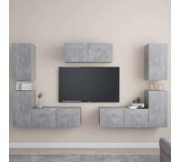 vidaXL Set muebles de salón TV 7 pzas madera ingeniería gris hormigón