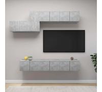 vidaXL Set muebles de salón TV 7 pzas madera ingeniería gris hormigón
