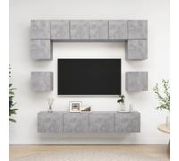 vidaXL Set muebles de salón TV 8 pzas madera ingeniería gris hormigón