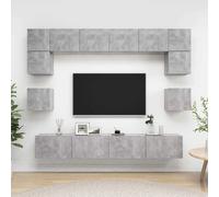 vidaXL Set muebles de salón TV 8 pzas madera ingeniería gris hormigón