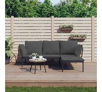 Set Muebles Jardín 3 Pzas Y Cojines Gris Oscuro Ratán Sintético Vidaxl