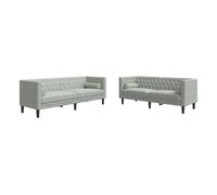 Set Sofás Chesterfield Con Cojines 2 Pzas Terciopelo Gris Claro Vidaxl