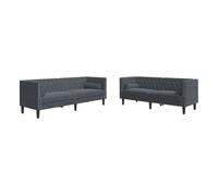 Set Sofás Chesterfield Con Cojines 2 Pzs Terciopelo Gris Oscuro Vidaxl