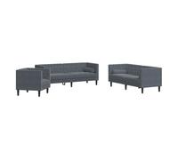Set Sofás Chesterfield Con Cojines 3 Pzs Terciopelo Gris Oscuro Vidaxl