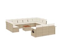 Vidaxl set sofás de jardín 14 pzas con cojines ratán sintético beige