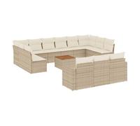Vidaxl set sofás de jardín 14 pzas con cojines ratán sintético beige