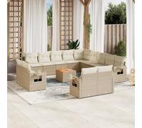 vidaXL Set sofás de jardín 14 pzas con cojines ratán sintético beige