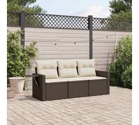 vidaXL Set sofás de jardín 3 piezas y cojines ratán sintético marrón