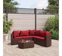 vidaXL Set sofás de jardín 6 piezas y cojines ratán sintético marrón