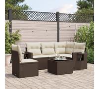 vidaXL Set sofás de jardín 6 piezas y cojines ratán sintético marrón