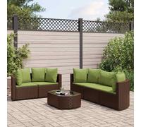 vidaXL Set sofás de jardín 6 piezas y cojines ratán sintético marrón