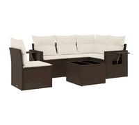vidaXL Set sofás de jardín 6 piezas y cojines ratán sintético marrón